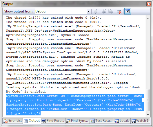 Debugger Output